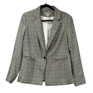 H&M Plaid Blazer Old Money Career Core Preppy Academia Tailored Jacket Womens 10